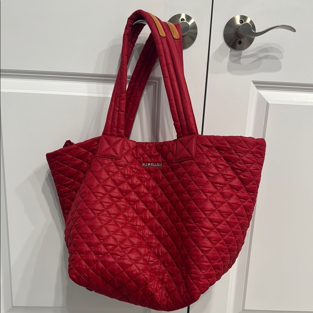 MZ Wallace Red Quilted Tote Bag